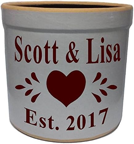  2 Gallon Personalized Stoneware Crock - Heart