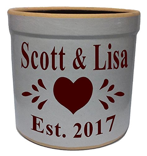  2 Gallon Personalized Stoneware Crock - Heart