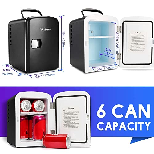  Mini Fridge 4 Liter/6 Can AC/DC Black Cigarette Lighter Extension Cord 12Ft/12V/120W/15A Bundle