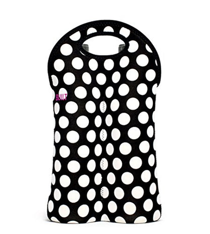  2-Bottle Stain Resistant Neoprene Wine/Water Bottle Tote Big Dot Black & White 2B-BBW