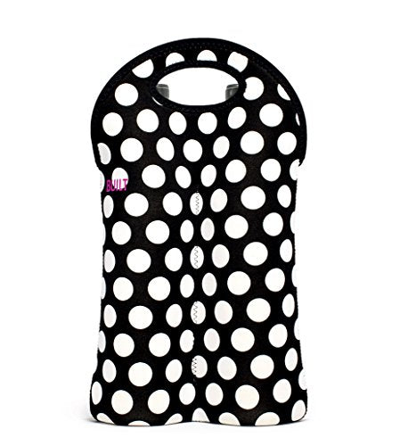  2-Bottle Stain Resistant Neoprene Wine/Water Bottle Tote Big Dot Black & White 2B-BBW