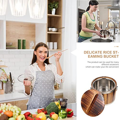  Rice Pot 1 Set Rice Cooker With Lid Rice Bucket Rice Steamer Cooker Wooden Rice Steamer Cooking Pot Steamer Pot For Restaurant Kitchen Cookware Dumpling Steamer Basket