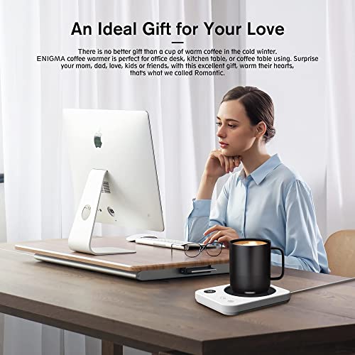  Lectric Coffee Cup Warmer For Desk, Smart Coffee Mug Heater Warmer For Home Office, Warming Plate For Tea, Milk & Candle – ENIGMA (White)