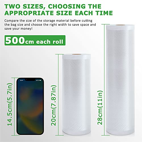 Anysea Vacuum Sealer Bags Rolls: 3 Packs 8" X16.5' And 3 Packs 11" X16.5' Food Sealer Saver Bags, Freezer Bags, Great For Vac Storage Or Sous Vide Cooking