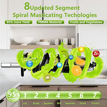  EZEN Slow Masticating Juicer For Cold Press, Easy To Clean & Use, Celery Juice Extractor, Wheatgrass Juice Extractor, High Juice Yield & Fresh Taste (Silver)