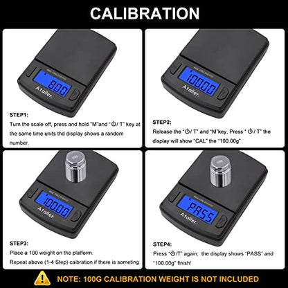  Mini Digital Pocket Scale, 100g By 0.01g, Digital Grams Scale, Jewelry Scales, Battery Included (Max: 100g D=0.01g)