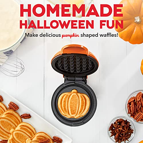 Dash Ash Mini Waffle Maker (2 Pack) For Individual Waffles Hash Browns, Keto Chaffles With Easy To Clean, Non-Stick Surfaces, 4 Inch, Halloween, Orange
