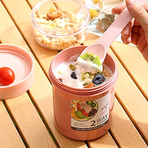  4 Pack Overnight Oats Containers With Lids And Spoon Keep Fit Salad Meal Shaker Cup, Breakfast On The Go Cups Portable Fruit And Vegetable Salad Cups Container