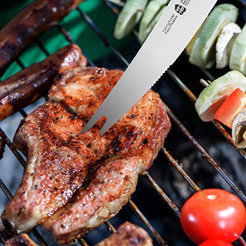  - 8'' Barbecue Knife - Meat & Carving Forks Knife Ham&Butter Knives Fork-Shaped Tip Knives Flexible Utility Knife - HC German Steel Full Tang Pakkawood Handle - Gift Box Included - Fiery Series