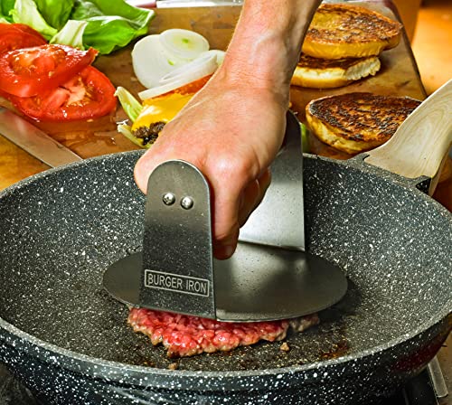  The Burger Iron | Burger Smasher | Extra Wide 6" Round Stainless Steel Smashed Burger Press