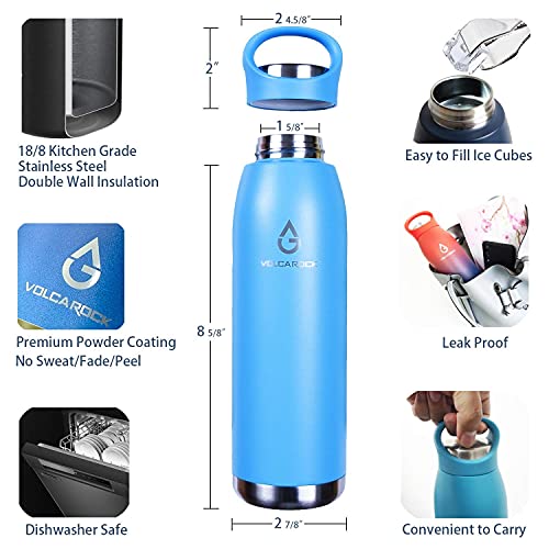  Insulated Sports Water Bottle 24oz- Hydro Vacuum Insulated Flask, BPA Free Double Wall Stainless Steel Water Bottle, Keep Cold 24 Hour/Hot 12 Hour, Durable Leakproof And Sweat Free