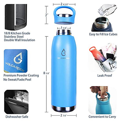  Insulated Sports Water Bottle 24oz- Hydro Vacuum Insulated Flask, BPA Free Double Wall Stainless Steel Water Bottle, Keep Cold 24 Hour/Hot 12 Hour, Durable Leakproof And Sweat Free
