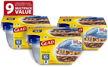  Ware Deep Dish Food Storage Containers | Large Rectangle Food Storage, Food Containers Hold Up To 64 Ounces Of Food | Glad Containers With Glad Lock Tight Seal, 3 Count