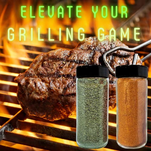  BBQ Rub Spice Shakers - Grill Accessories - Spice Jars 16 Oz For Organic Home Made Rubs, Celtic Sea Salt, Smoked Paprika, Pop Corn Seasoning, Everything Bagel Seasoning And More