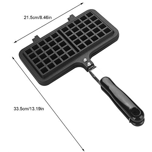  Black Aluminum Alloy Dual Head Waffle Baking Mold Non-Stick Waffle Baking Pan Mold Press Plate For Home Kitchen
