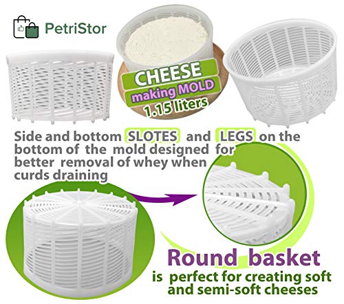  Basic Cheese Form, Soft & Hard Cheeses Hard Cheese Mold Butter Punched Making Form 1.15 Liters