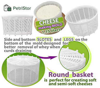  Basic Cheese Form, Soft & Hard Cheeses Hard Cheese Mold Butter Punched Making Form 1.15 Liters