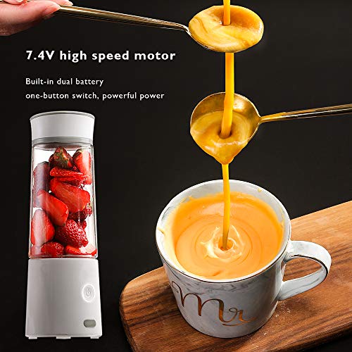  Portable Blender, Kacsoo M610 Mini Blender Personal Smoothie Fruit Mixer Juicer Cup, Single Serve, Lightweight USB Rechargeable Travel Blender For Shakes And Smoothies, With 5200 MAh Battery (White)