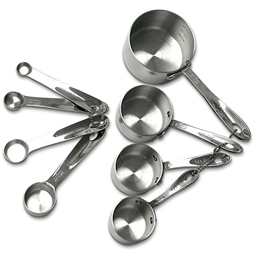  Stainless-Steel 8 Pc. Standard-Size Measuring Cup & Spoon Combo Set