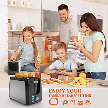  Toaster 2 Slice Stainless Steel Black Bagel Toasters Evenly And Quickly With 2 Wide Slots 7 Shade Settings And Removable Crumb Tray For Bread Waffles