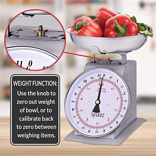  11 Lb/ 5Kg Old Antique Style Mechanical Kitchen Scale With 2 Bowls |Food Scale For Kitchen| Analog Kitchen Scale Kilogram/pounds| Analog Food Weight Scales |Meat Scale Grey