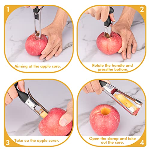  Pple Corer Cutter, Professional Apple Cutter，with Comfortable Handle Premium Apple Corer Remover, Durable Sturdy Fruit Cutter Kitchen Gadgets -LIANGKEN (black)
