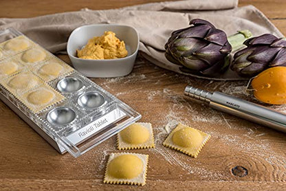 Marcato Arcato Atlas Ravioli Tablet Pasta Maker, Made In Italy, Silver, Makes 10 2-Inch Squares, 14 X 8.5
