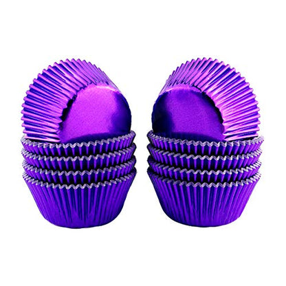  Foil Baking Cups Cupcake Wrappers Muffin Liners, Standard, 200 Count (Purple)