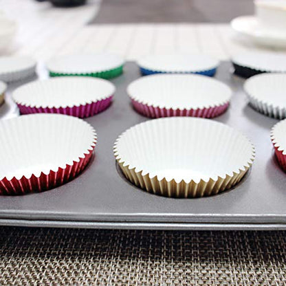  Gold Foil Metallic Cupcake Case Liners Wrappers Baking Muffin Paper Cups 198 Pcs