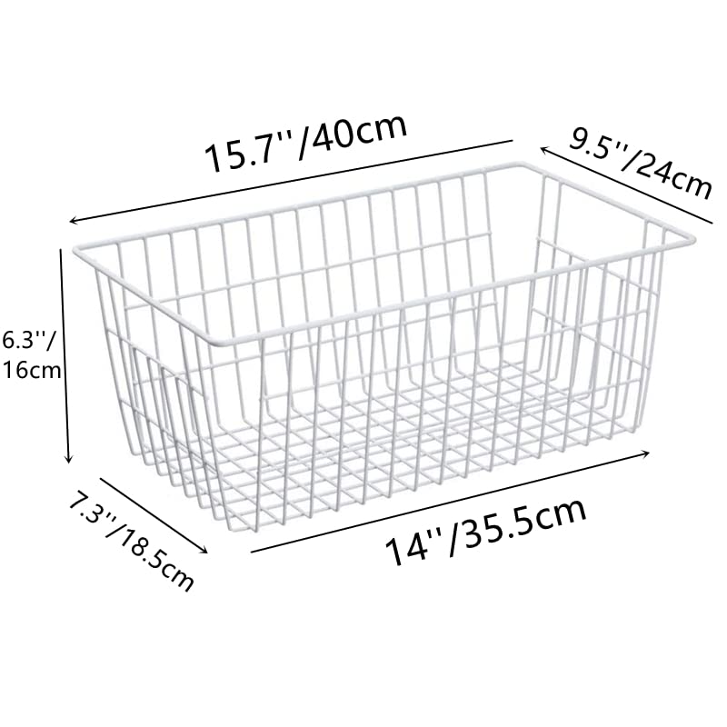  Wire Storage Basket Freezer Organizer Bins Metal Wire Baskets Wire Organizer Storage Baskets For Kitchen, Cabinets, Pantry, Freezer, BathroomSet Of 3