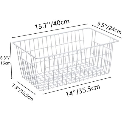  Wire Storage Basket Freezer Organizer Bins Metal Wire Baskets Wire Organizer Storage Baskets For Kitchen, Cabinets, Pantry, Freezer, BathroomSet Of 3