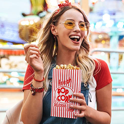  Paper Popcorn Bags 2 Oz Popcorn Bags Individual Servings Red And White Striped Popcorn Bags For Popcorn Machine Movie Nights Birthday Carnival Party Supplies (200 Pcs)