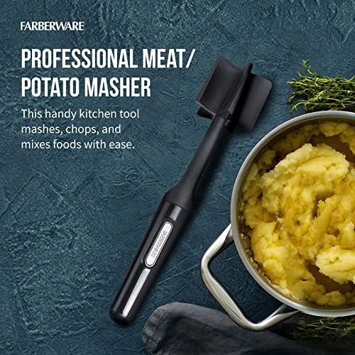 Easy To Use Pro Pump Spinner, Large 6.6 Quart, Green & Professional Heat Resistant Nylon, Masher & Smasher Meat, Ground Beef, Turkey & More, Hamburger Chopper Utensil, Pack Of 1, Black