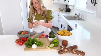  Granite Mortar And Pestle Set Guacamole Bowl Molcajete 8 Inch - Natural Stone Grinder For Spices, Seasonings, Pastes, Pestos And Guacamole - Extra Bonus Avocado Tool Included