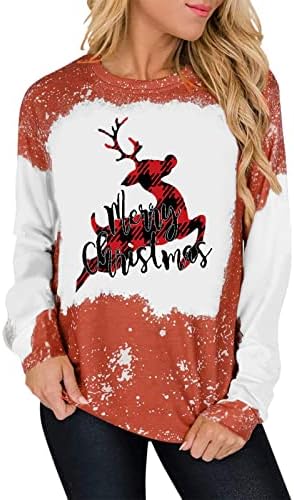  Pullover Sweatshirts For Women Fall Crew Neck Sweatshirts Long Sleeve Christmas Print Fashion Pullover Top Fall Clothes