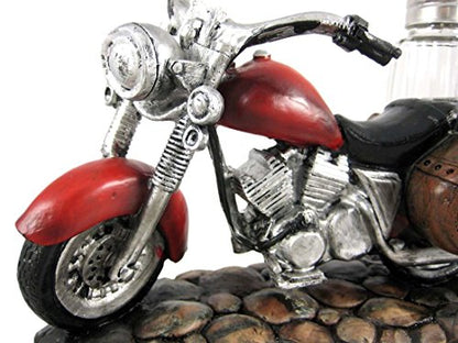  "Spicy Rider" Red Motorcycle Spice Holder With Refillable Salt And Pepper Shakers (3 Piece Set) | Kitchen Table Accessories | Gifts For Motorcycle Riders - 7.5L"