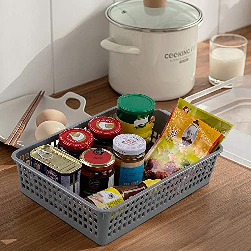  Rectangle Plastic Storage Baskets, Plastic Paper Baskets, 6-Pack