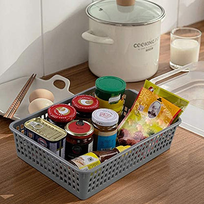  Rectangle Plastic Storage Baskets, Plastic Paper Baskets, 6-Pack