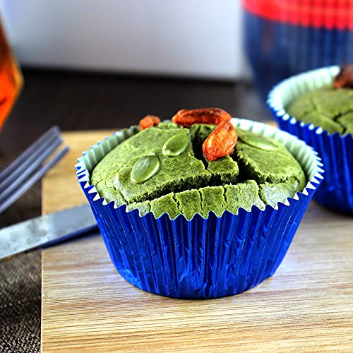  Foil Cupcake Liners Baking Cups Paper Standard Navy Blue, 200 Pack