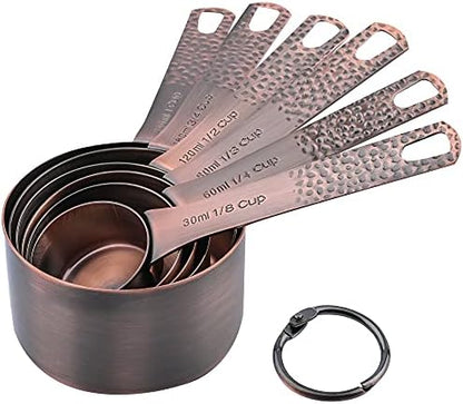 GENERIC Measuring Spoons Set, Copper Measuring Spoons Set, 7 Bronze Measuring Spoons With Leveler, Stainless Steel Baking Measurer Spoons, Kitchen Measurement Spoons Set Of 8, A: Copper