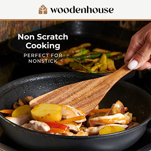  Ooden Spoons For Cooking -Wooden Kitchen Utensils Set, 6 Pcs Teak Wood Utensil Set - Comfortable Grip Non-Stick Wooden Cooking Utensils - Nonstick Natural And Healthy Kitchen Cookware