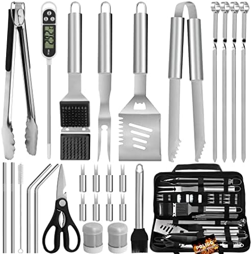  26PCS Grill Accessories For Outdoor Grill Utensils Set Stainless Steel BBQ Tools Grilling Tools Set For Father's Day Birthday Presents, Barbecue Accessories Kit Ideal Grilling Gifts For Men Dad
