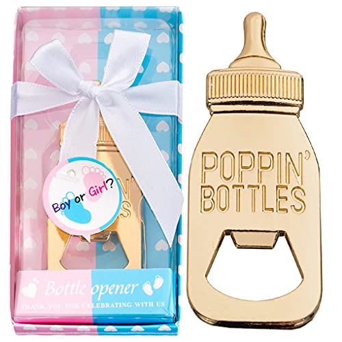  24Pack Baby Bottle Openers For Baby Shower Favors Gifts, Decorations Souvenirs, Poppin Bottles Openers With Gifts Box Used For Guests Gender Reveal Party Favors (24, Blue And Pink)