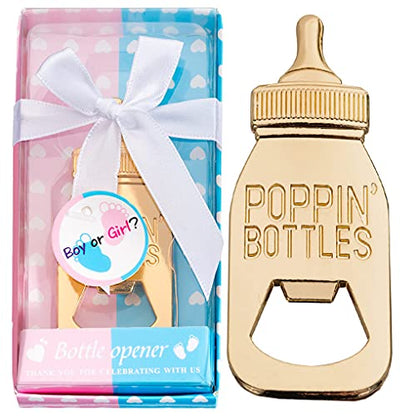  24Pack Baby Bottle Openers For Baby Shower Favors Gifts, Decorations Souvenirs, Poppin Bottles Openers With Gifts Box Used For Guests Gender Reveal Party Favors (24, Blue And Pink)