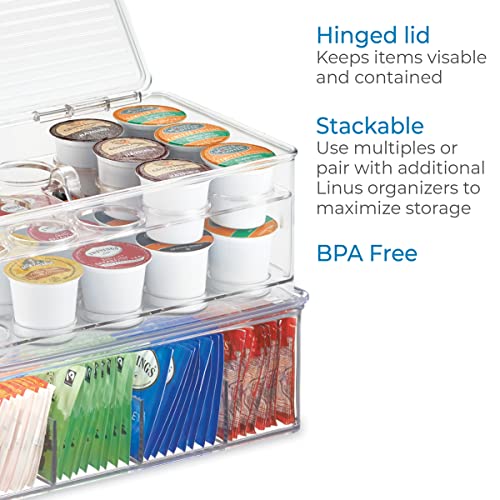  IDesign 2-Tier Coffee Pod Holder Lidded Bin, Plastic Pantry And Kitchen Storage, The Linus Collection – 7.25" X 10.75" X 4.25", Clear