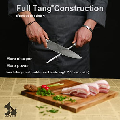  9pcs Essential Kitchen Knife Block Set Pro, Ergonomic Pakkawood Handle, Sharper Steel