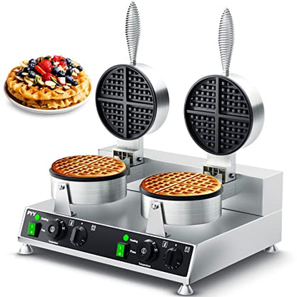  Commercial Waffle Maker PYY Double Waffle Maker Large Stainless Steel Waffle Maker Silver Non-stick Electric Chaffle Maker For Restaurant Party Food Stall