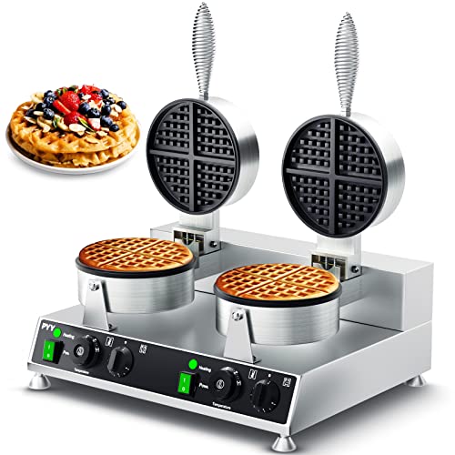  Commercial Waffle Maker PYY Double Waffle Maker Large Stainless Steel Waffle Maker Silver Non-stick Electric Chaffle Maker For Restaurant Party Food Stall