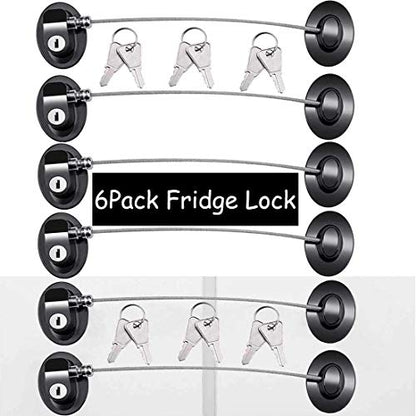  4 Pack Refrigerator Locks With 8 Keys,Child Safety Fridge Lock,Refrigerator Lock Combination,Mini Fridge Lock, File Drawer Lock, Toilet Seat Lock With Strong Adhesive By XccMe (Black)