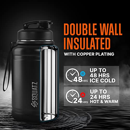  74 Oz Neptune Series Steel Water Bottle, Stainless Double Wall Vacuum Insulated Jug With Handle Strap, Large Capacity Leak Proof Wide Mouth Thermos For Gym, Travel, Hiking, And Camping